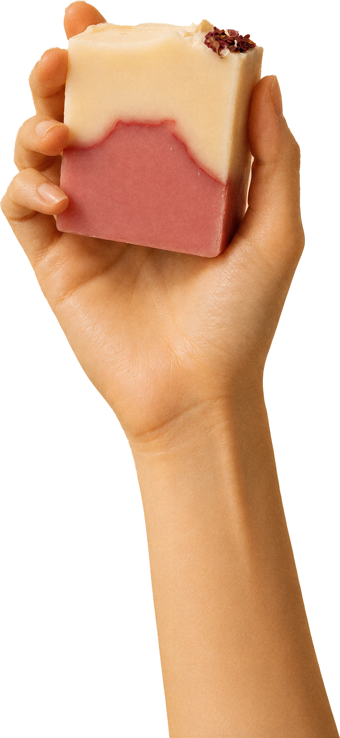 A hand holding the Rose Alley soap